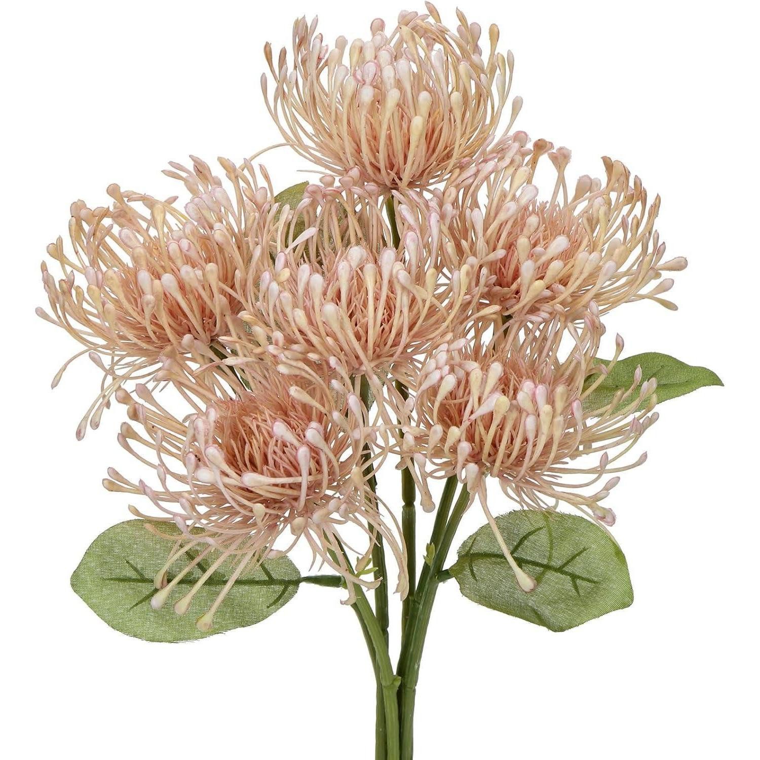 Kunstblume Kunstblumen Chrysantheme 6 Stück Blumengesteck Stiel Bisque 30cm, LuxusKollektion