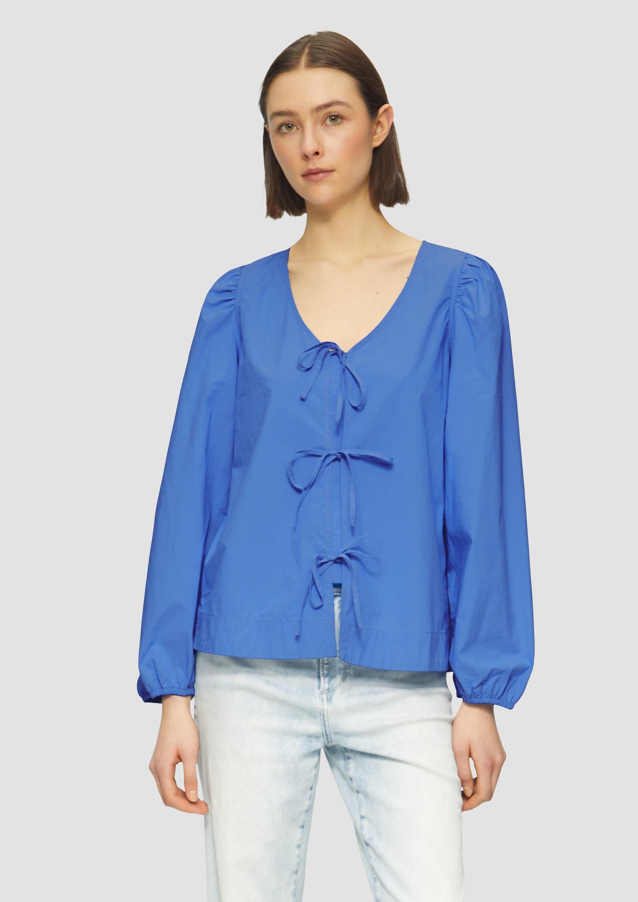 s.Oliver Langarmbluse Bluse Verspielte Popeline-Bluse mit Schleifen und Puf günstig online kaufen
