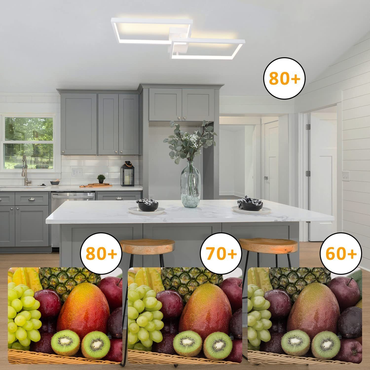 LED integriert, Wohnzimmerlampe Dimmbar, Tageslichtweiß, Dimmbar, Deckenleuchte fest Modern 40W, ZMH Design Weiß LED