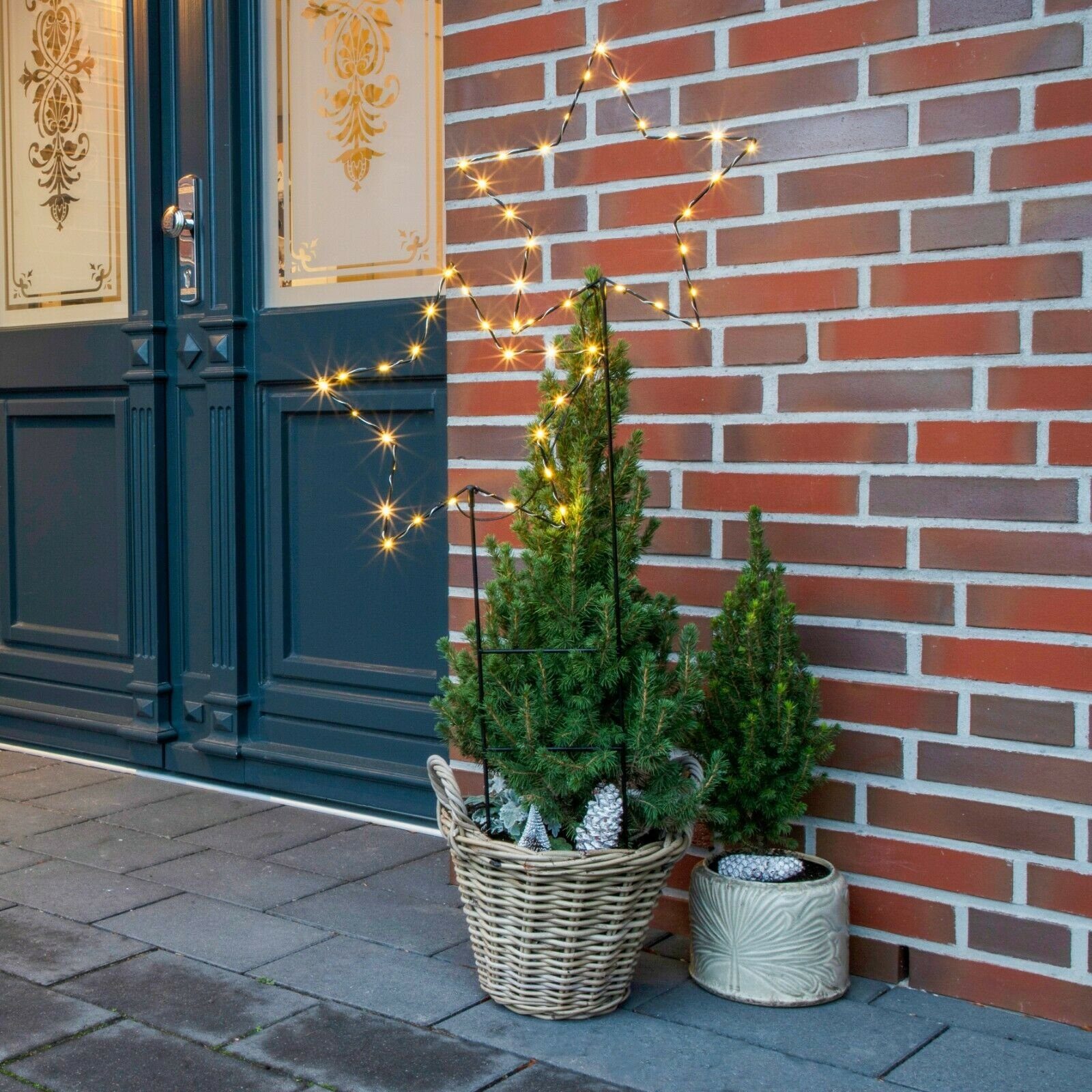 Meinposten LED-Lichterkette »Gartenstecker Stern LED Weihnachtsbeleuchtung  batterie Timer warmweiß 50x98 cm«, batteriebetrieben