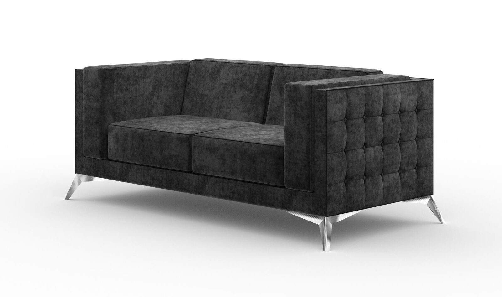 JVmoebel Sofa Schwarzes Sofa 2 Europe Textil Möbel, in Zweisitzer Sitzer Designer Made Couch Stoff
