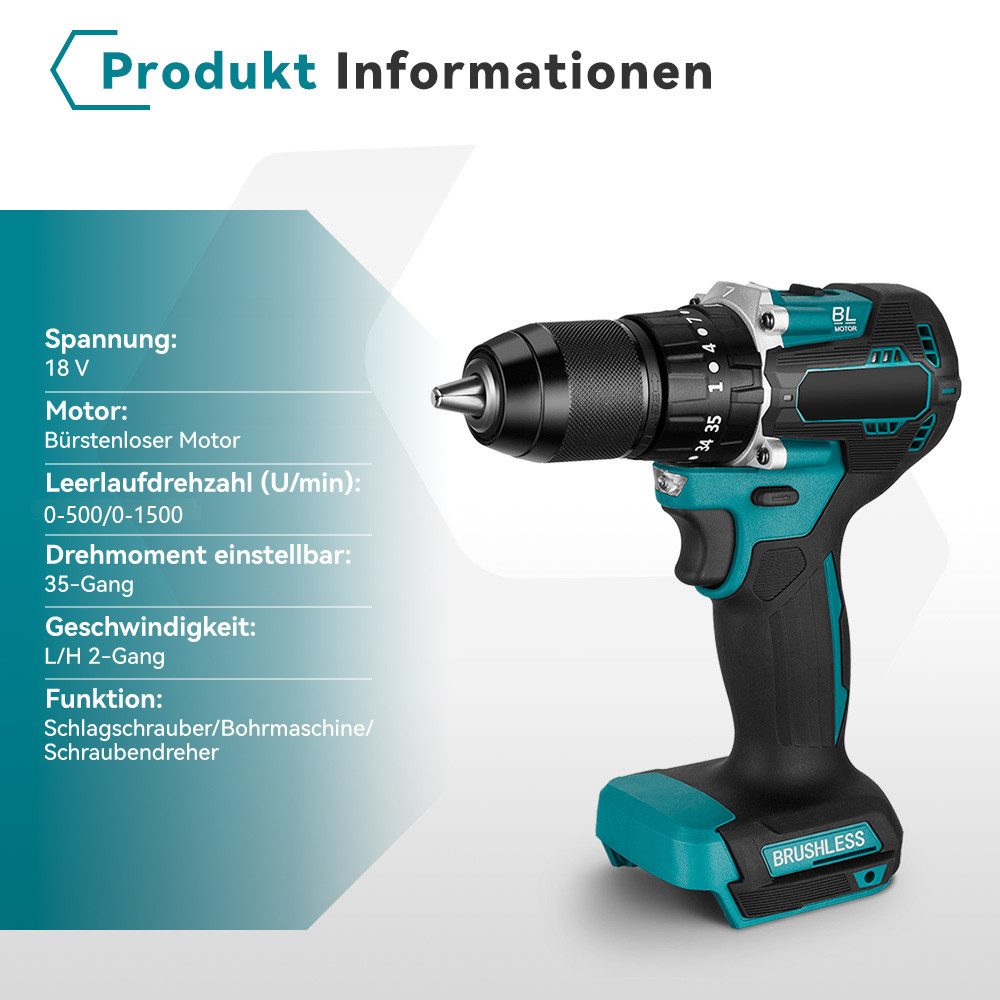 ONEVAN Schlagbohrmaschine Akkuschrauber, Akku Bohrschrauber Set, günstig online kaufen