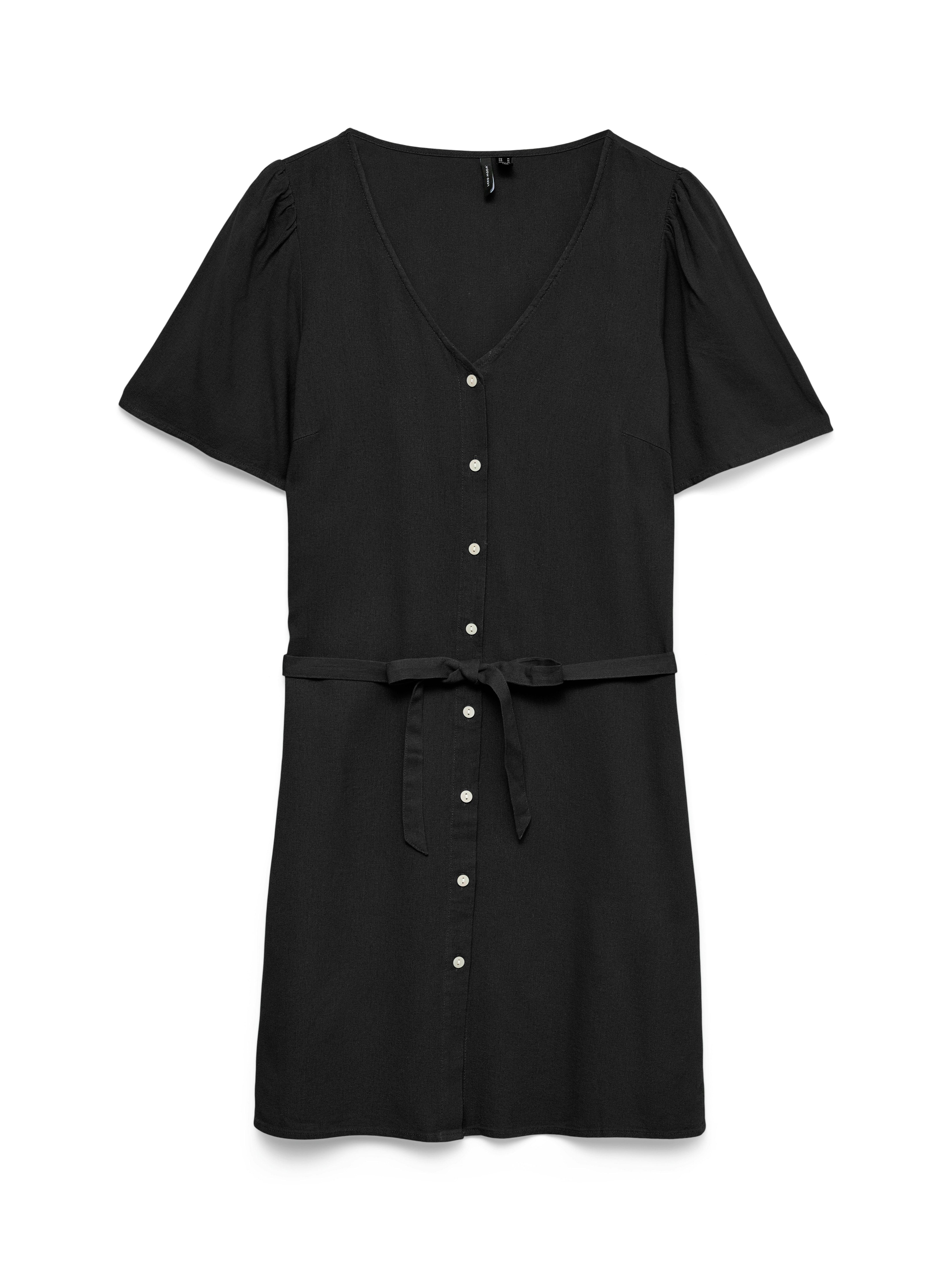 Vero Moda Hemdblusenkleid VMMYMILO 2/4 SHORT SHIRT DRESS WVN GA mit Taillengürtel