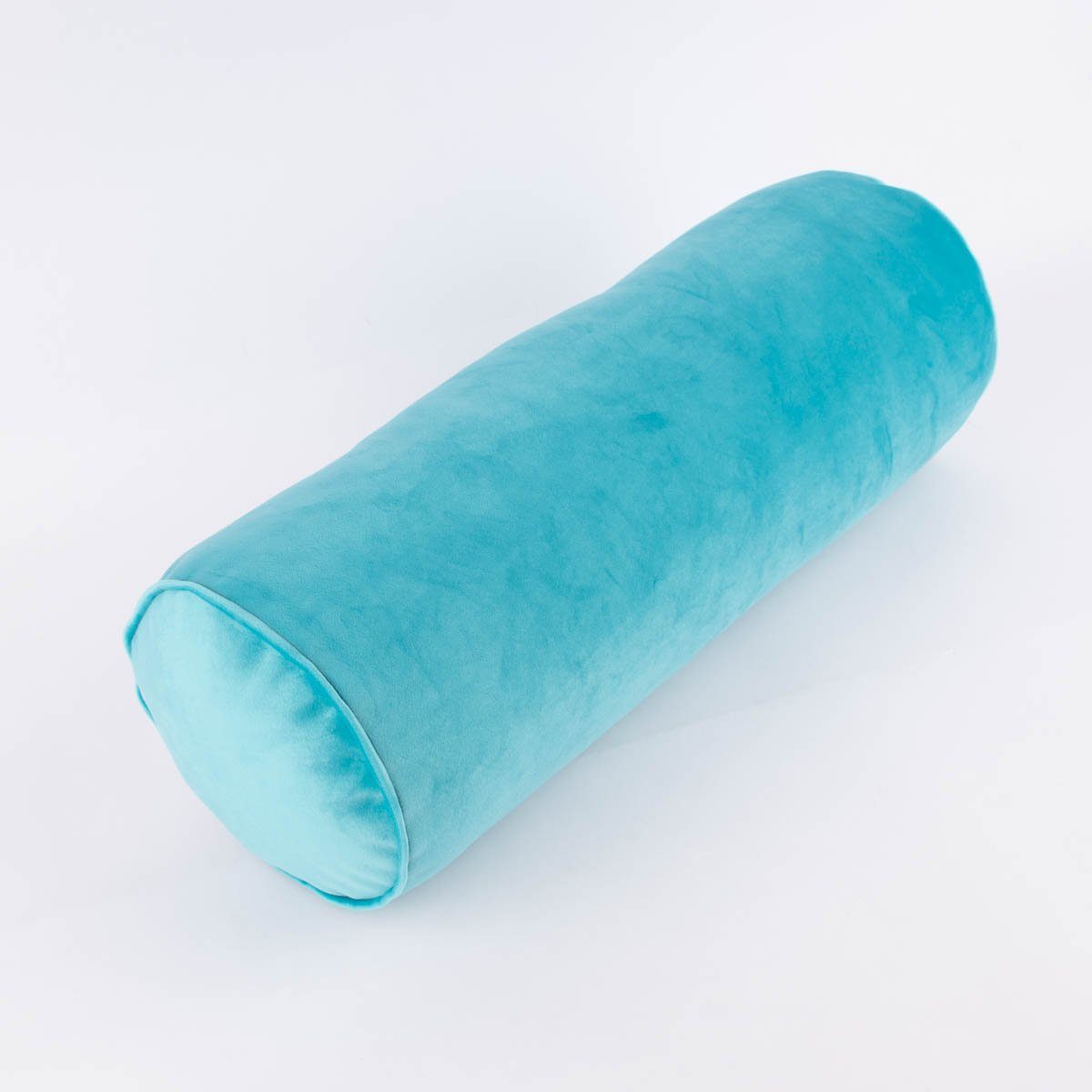 SCHÖNER LEBEN. Dekokissen Nackenrolle aus Samt mit Keder und Reißverschluss türkis 20x55cm