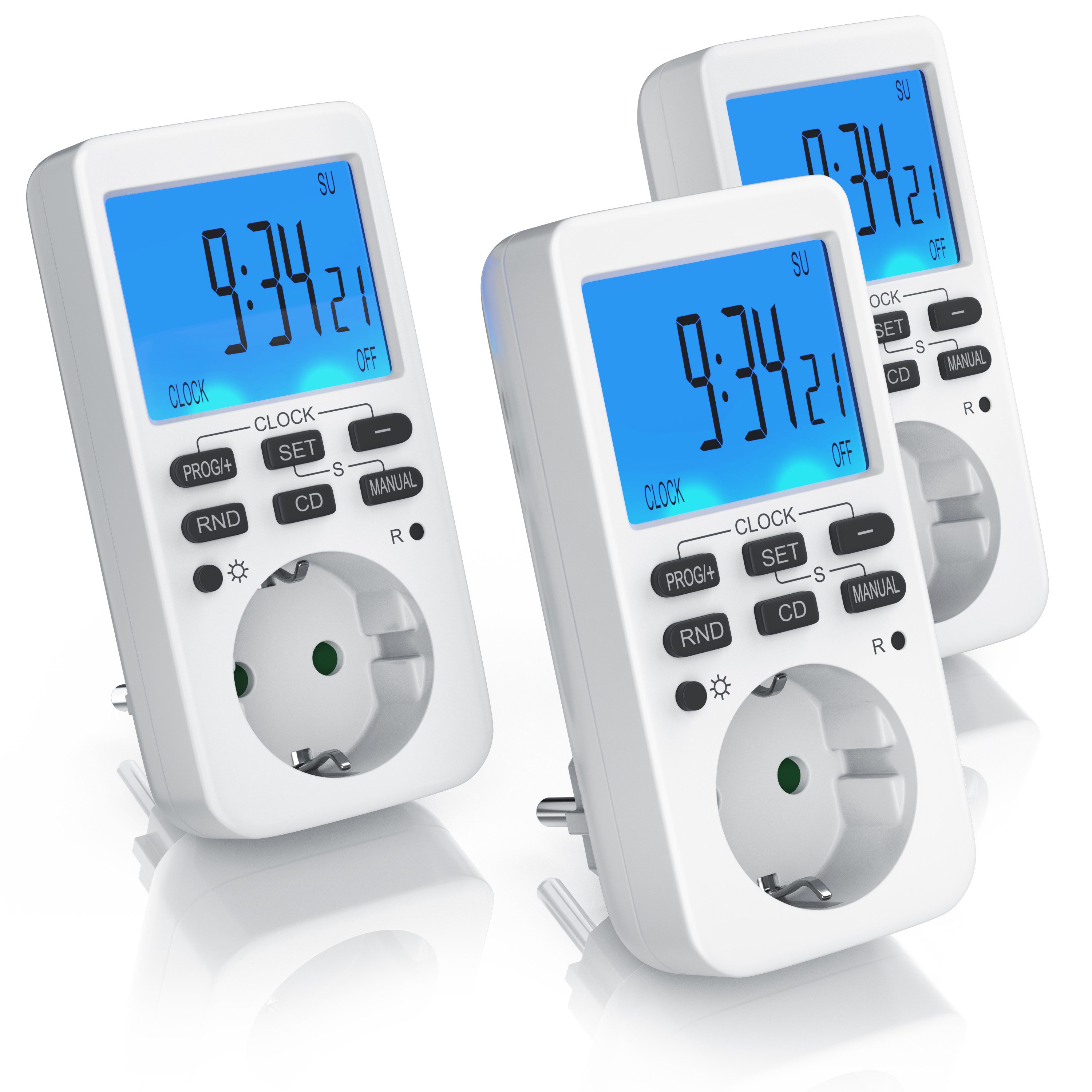 BEARWARE Zeitschaltuhr, digital, 3-St., programmierbar, LCD Display, Steckdosen Timer, max. 3680W