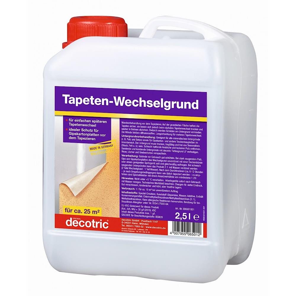 decotric® Tapetenschutz Tapeten-Wechselgrund zum Schutz von Gipskartonplatten, lösungsmittelfrei, gebrauchsfertig, transparent nach Trocknung