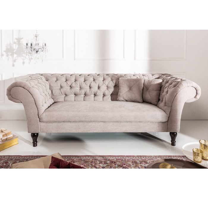 riess-ambiente Sofa PARIS 225cm greige 1 Teile Couch · inkl. Kissen · Wohnzimmer · Chesterfield Design