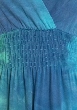 LASCANA Maxikleid mit Batikdruck und verstellbarem Ausschitt, Sommerkleid, Strandkleid