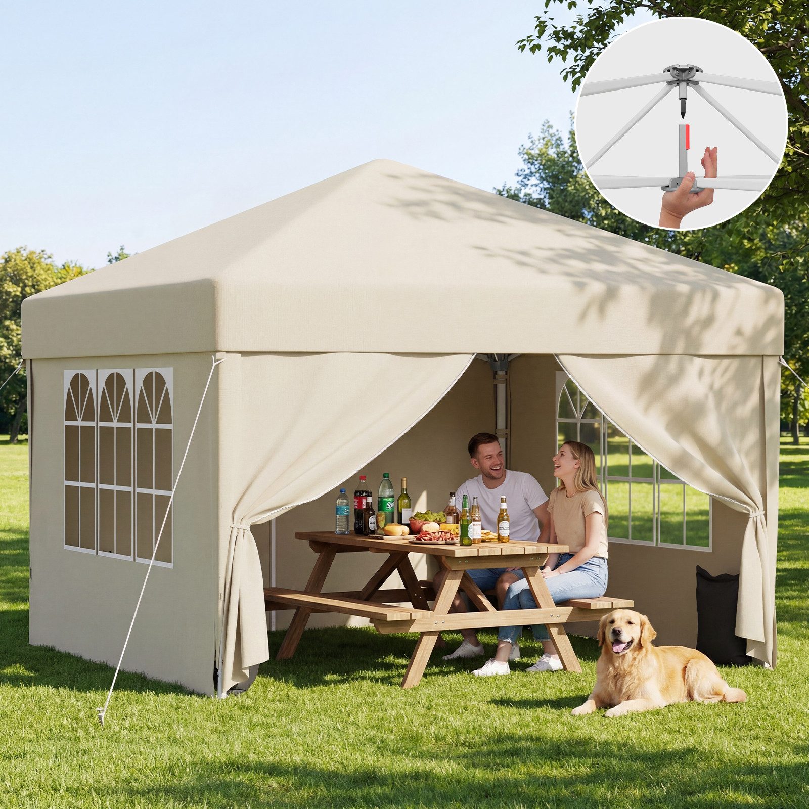 HOMALL Pavillon 3x3/3x6 m Faltpavillon Gartenpavillon Winterfest Pop Up Partyzelt, Wasserdicht Faltpavillon mit 4 Seitenteilen, Sandsäcke