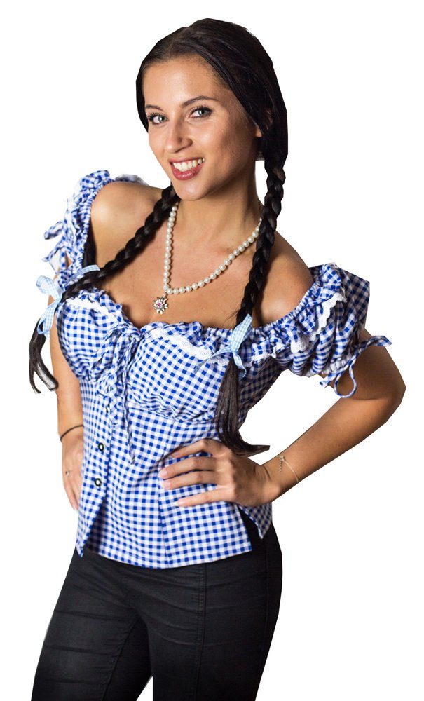 Trachtenbluse Trachten Bluse Liesl Blau