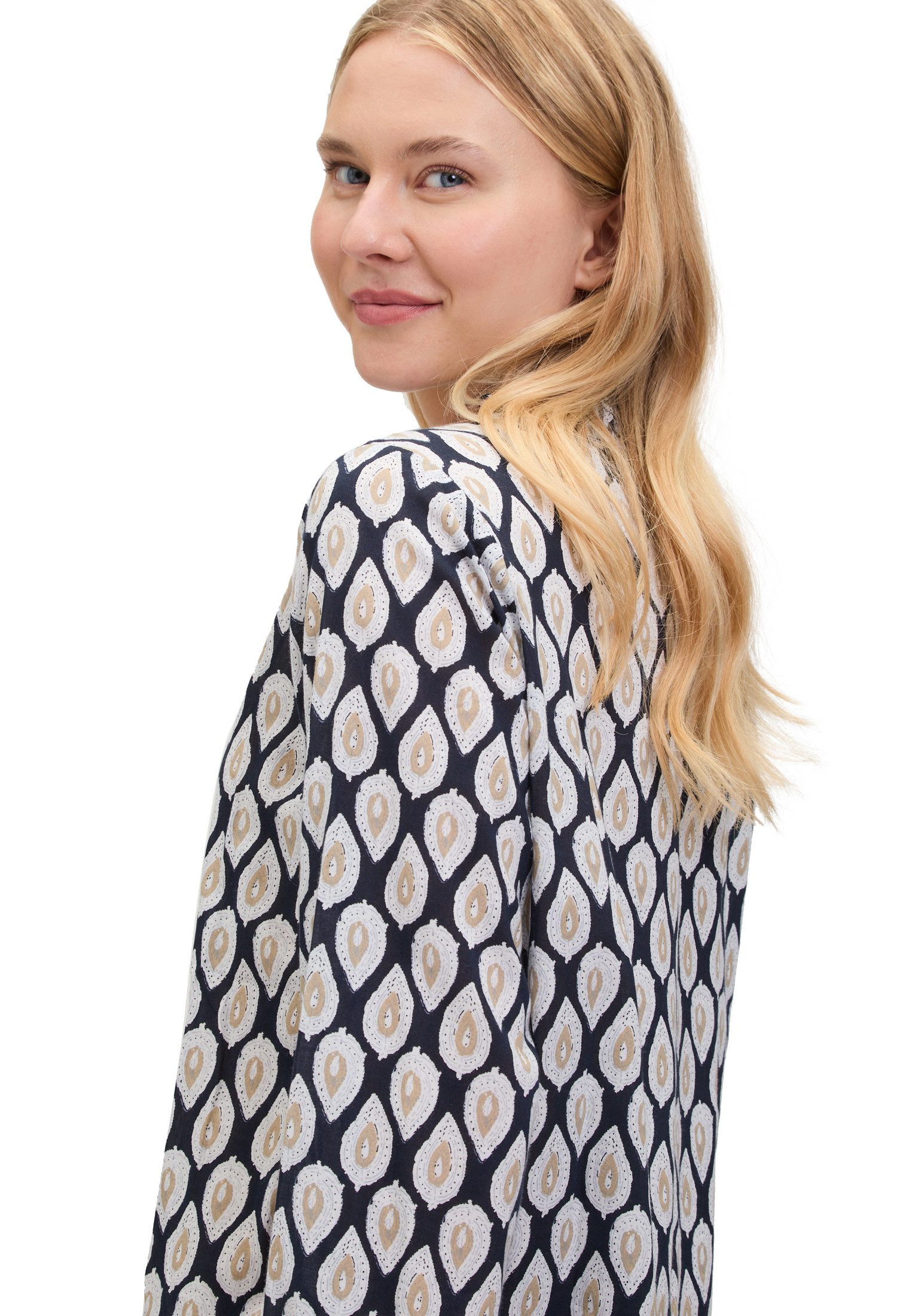 Cartoon Schlupfbluse Damen mit Raffung