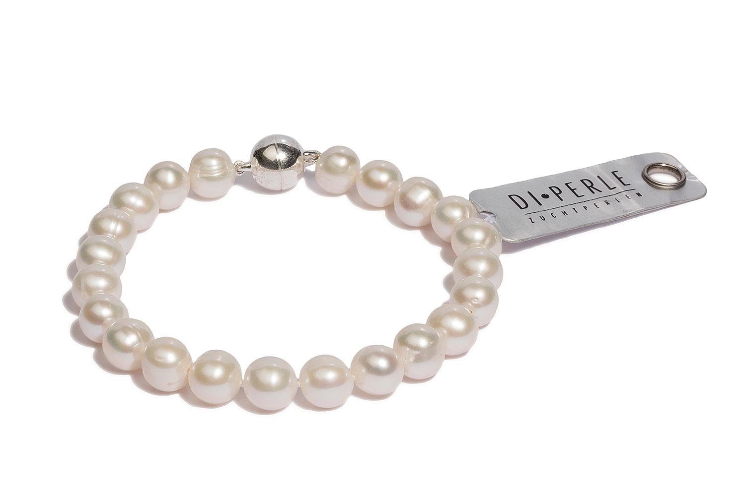 DI PERLE Perlenarmband »925 Silber Süsswasser Perlen Armband (19 cm)«, Damen  Perlenschmuck