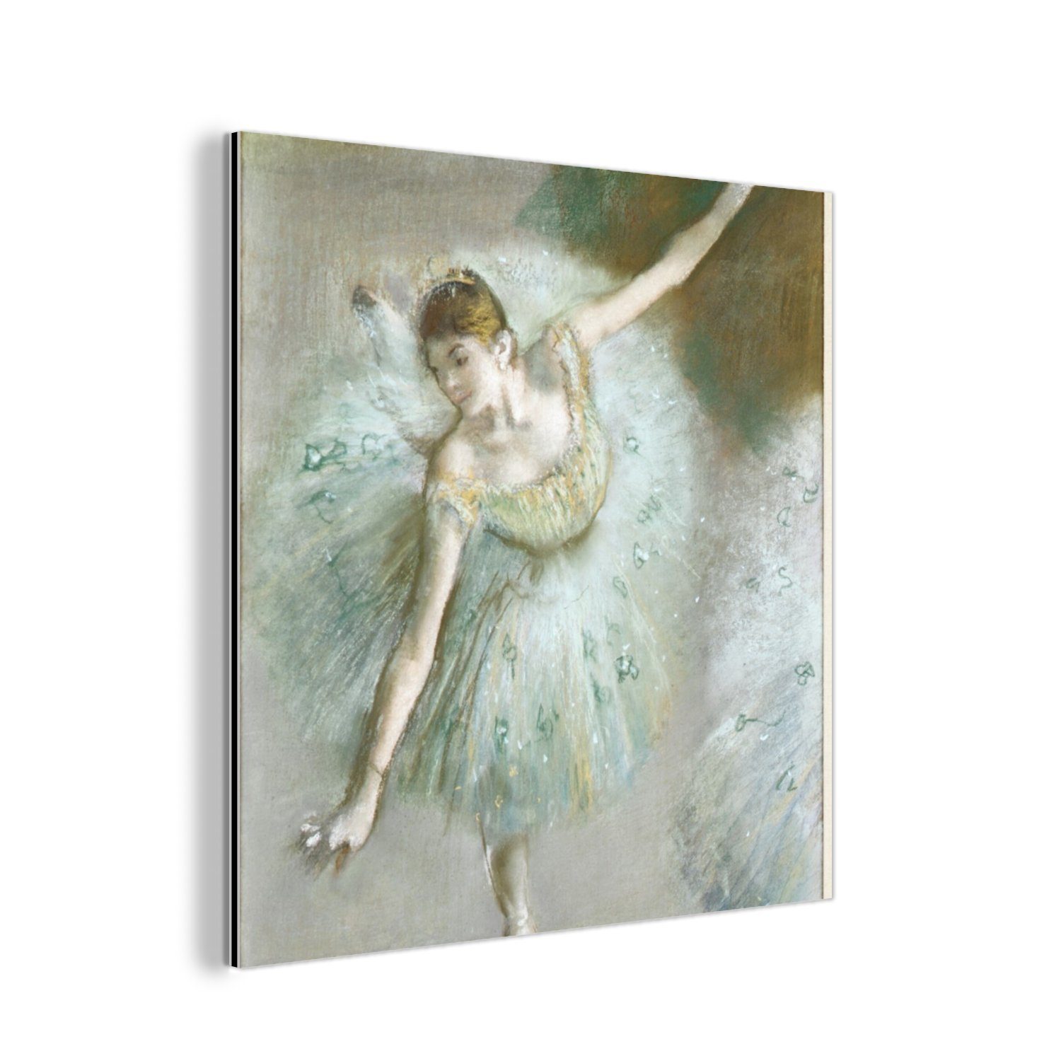 MuchoWow Metallbild Tänzerin in Grün - Gemälde von Edgar Degas, (1 St), Alu-Dibond-Druck, Gemälde aus Metall, Aluminium deko