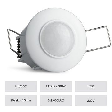 SEBSON Bewegungsmelder Mini Bewegungsmelder Infrarot Sensor Reichweite 6m/360° - Ø50x66mm