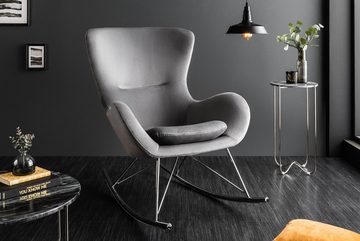 riess-ambiente Schaukelstuhl SCANDINAVIA SWING grau / silber (Einzelartikel, 1 St), Wohnzimmer · Samt · Metall · mit Armlehne · wippbar · Modern Design