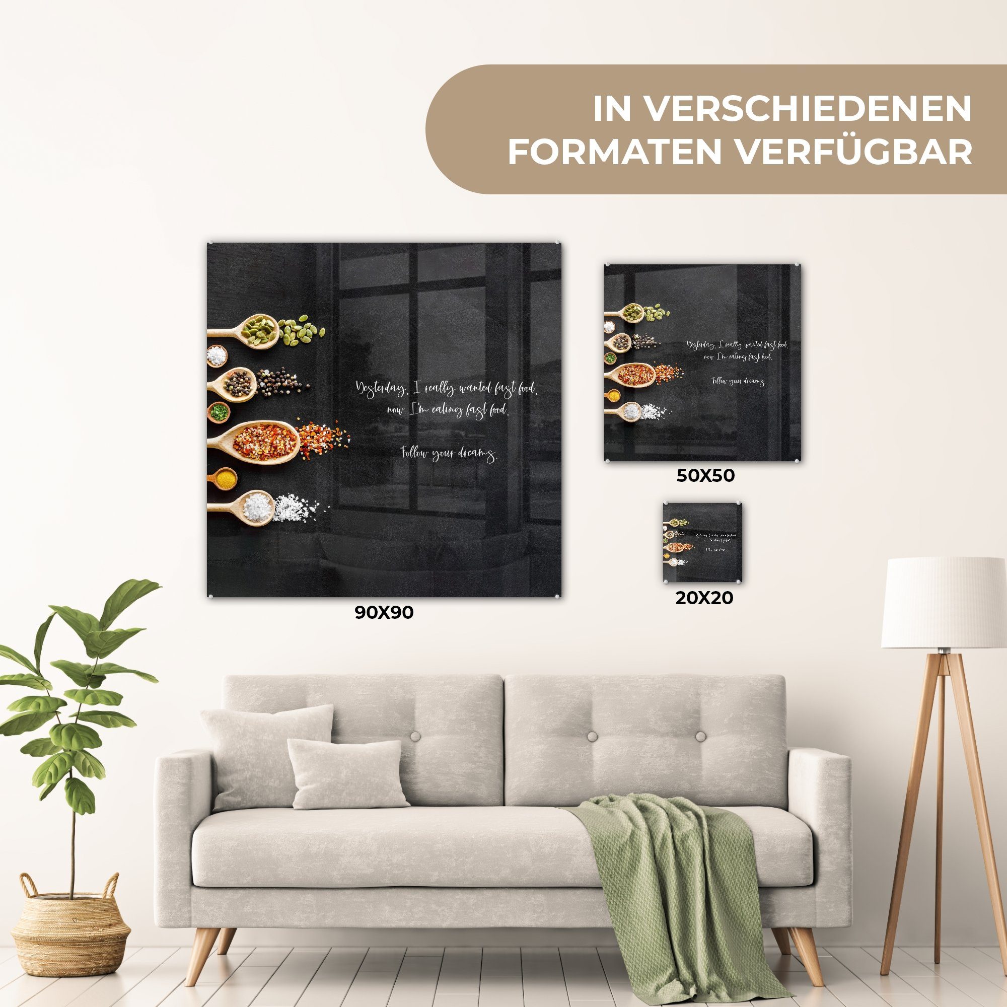 Induktionsschutz Glas MuchoWow (1 Foto wollte - auf Glasbilder -, auf Gestern St), - - Fast Acrylglasbild Food ich unbedingt Wandbild - Wanddekoration Bilder Glas