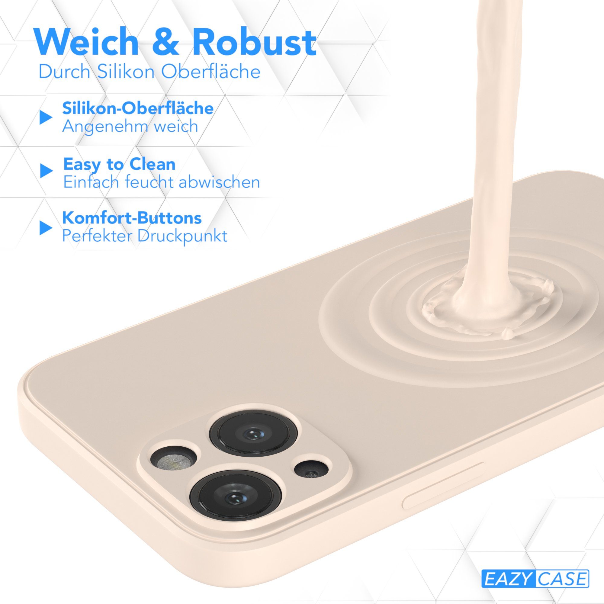 EAZY CASE Handyhülle für Apple iPhone 13 Mini Hülle Silikon 5,4 Zoll, Bumper Case Matt Slimcover Silikonschutzhülle elastisch Taupe / Beige – Bild 5 von 5
