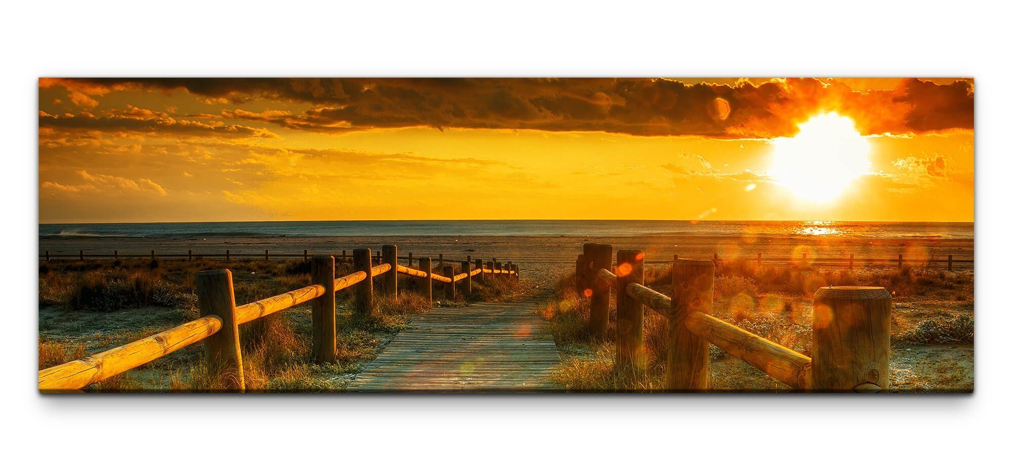 Leinwandbild Bilder XXL Sonnenaufgang mit Steg Wandbild auf Leinwand