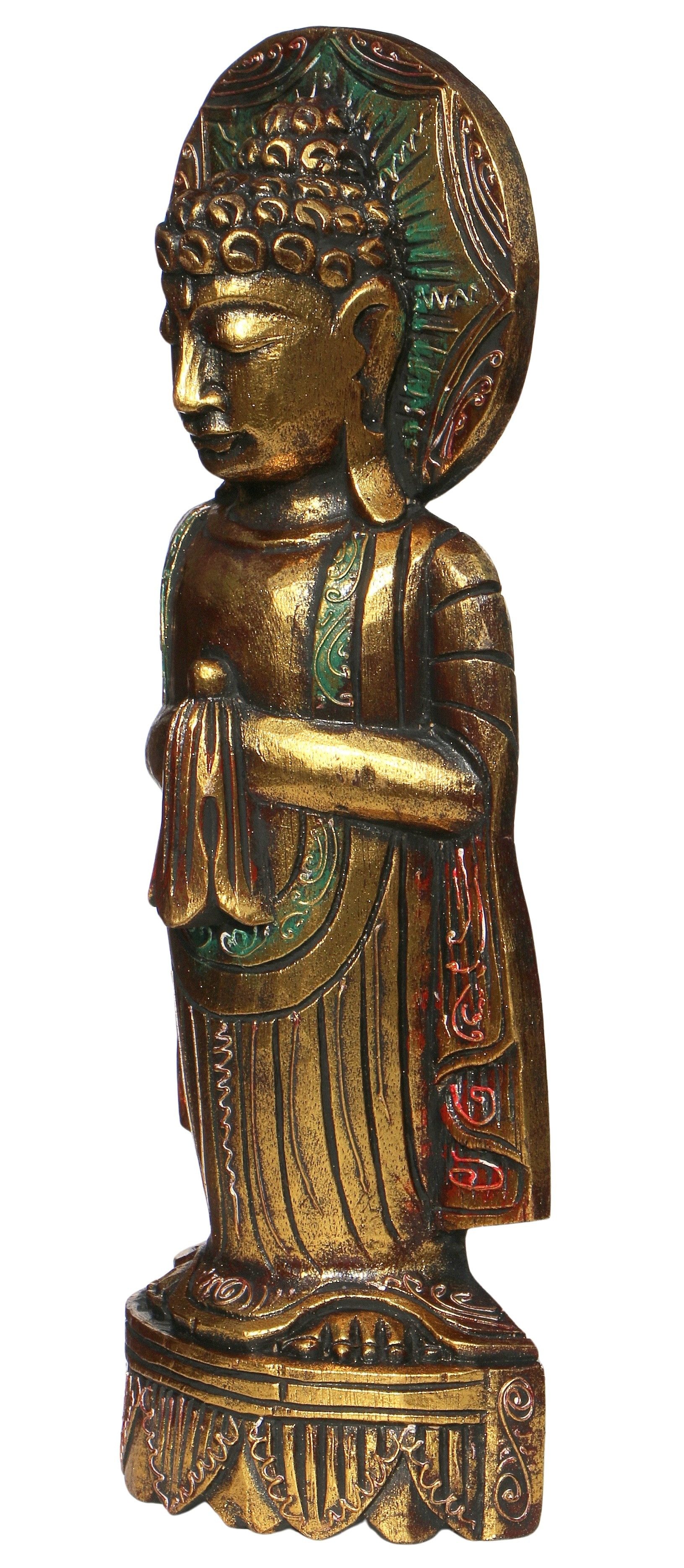 Wogeka Buddhafigur 50 cm Meditation Buddha Sonne Holz-Figur Statue Asien Feng Shui
