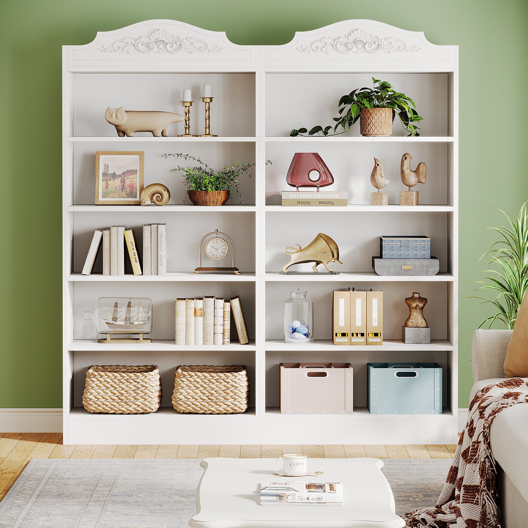 Tribesigns Bücherregal 190cm Standregal Büroregal Raumteiler mit 5 Fächern Weiß – Bild 3 von 5