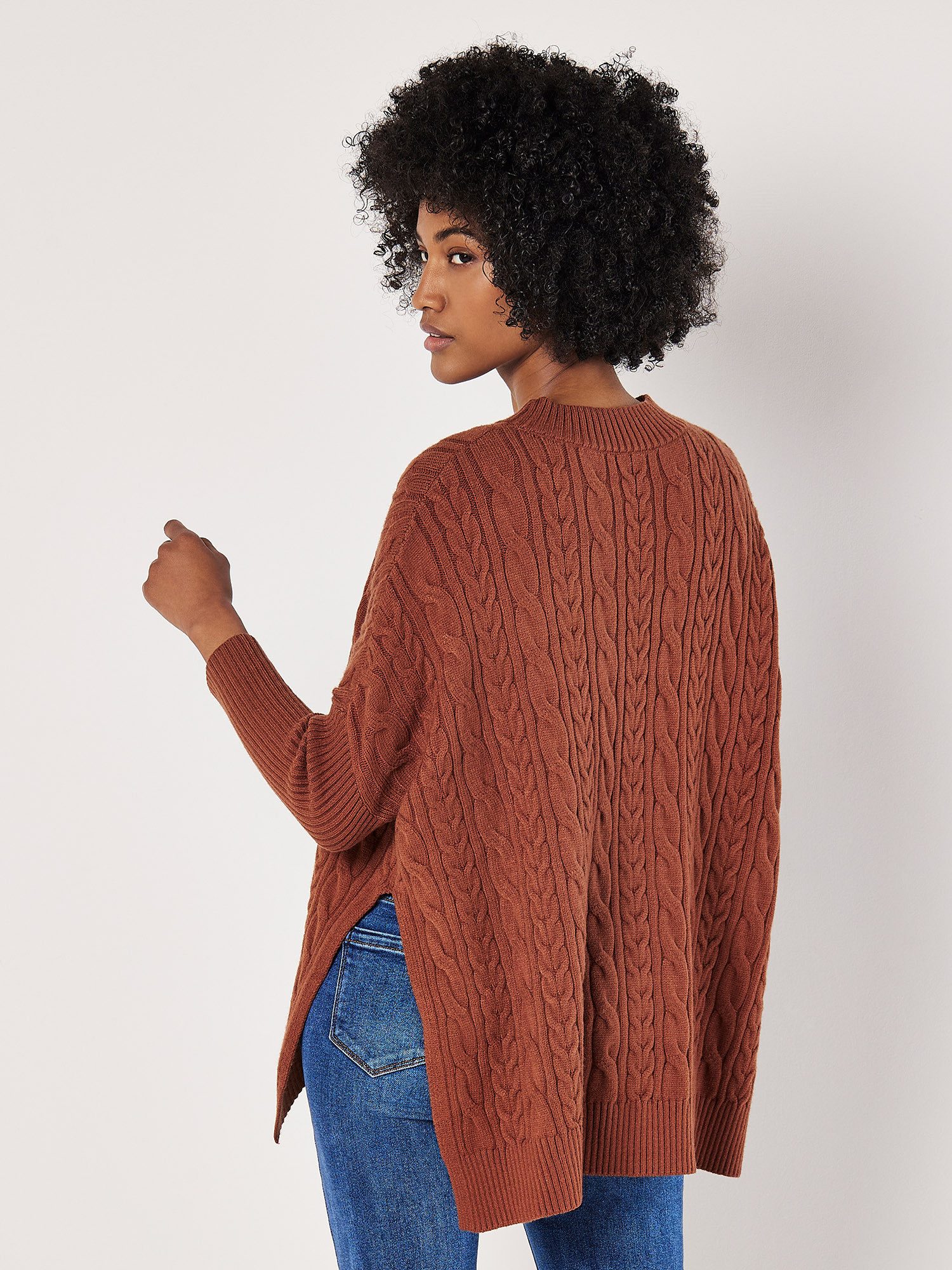 Apricot Rundhalspullover Oversized Pullover mit Zopfmuster