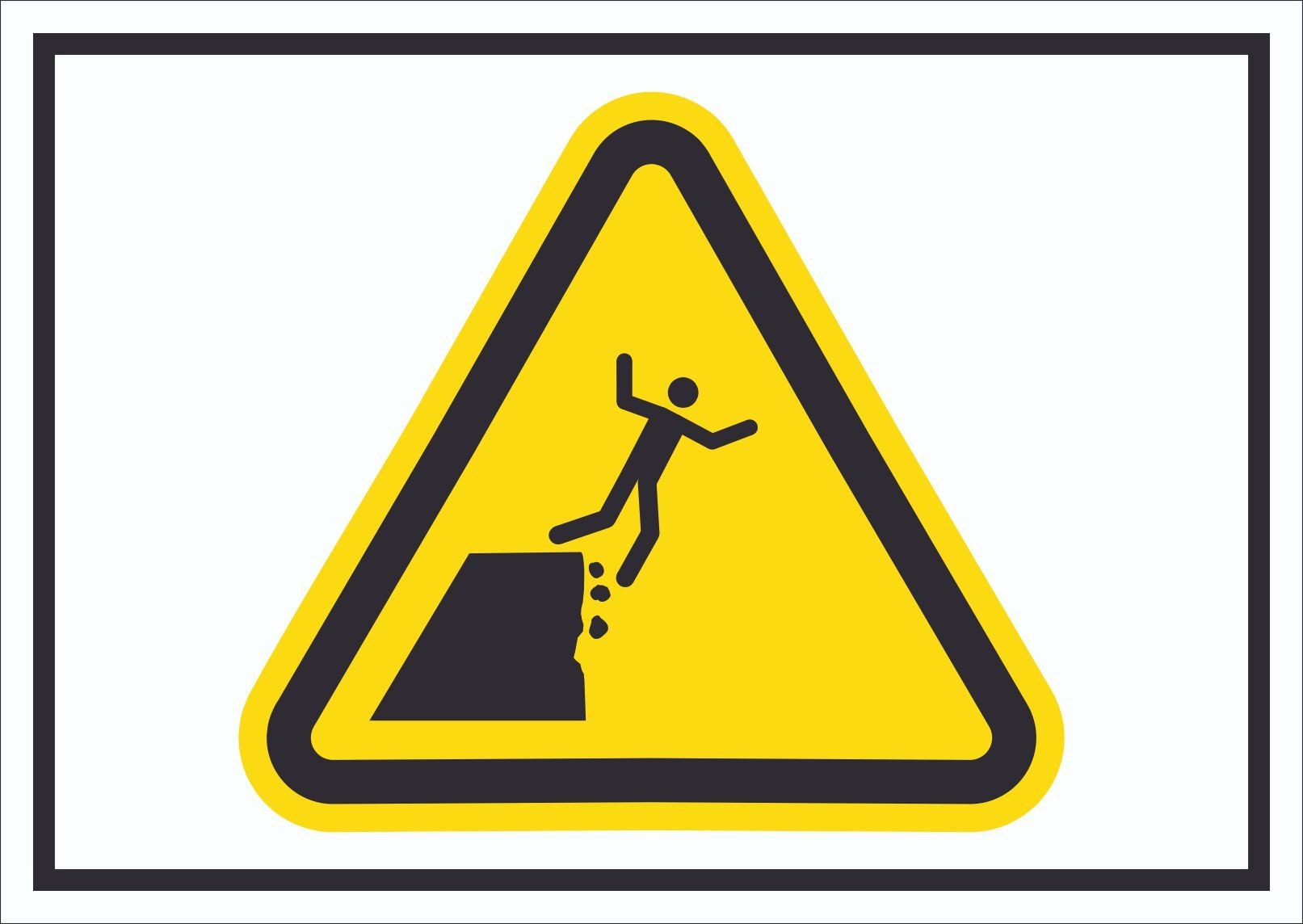 HB-Druck Hinweisschild Schild Warnung instabile Klippenkante Symbol, wetterfest, stabil, UV-beständig, kratzfest