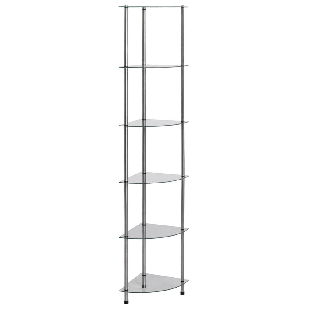 vidaXL Bücherregal Regal mit 6 Ablagen Transparent 30x30x160 cm Hartglas, 1-tlg.