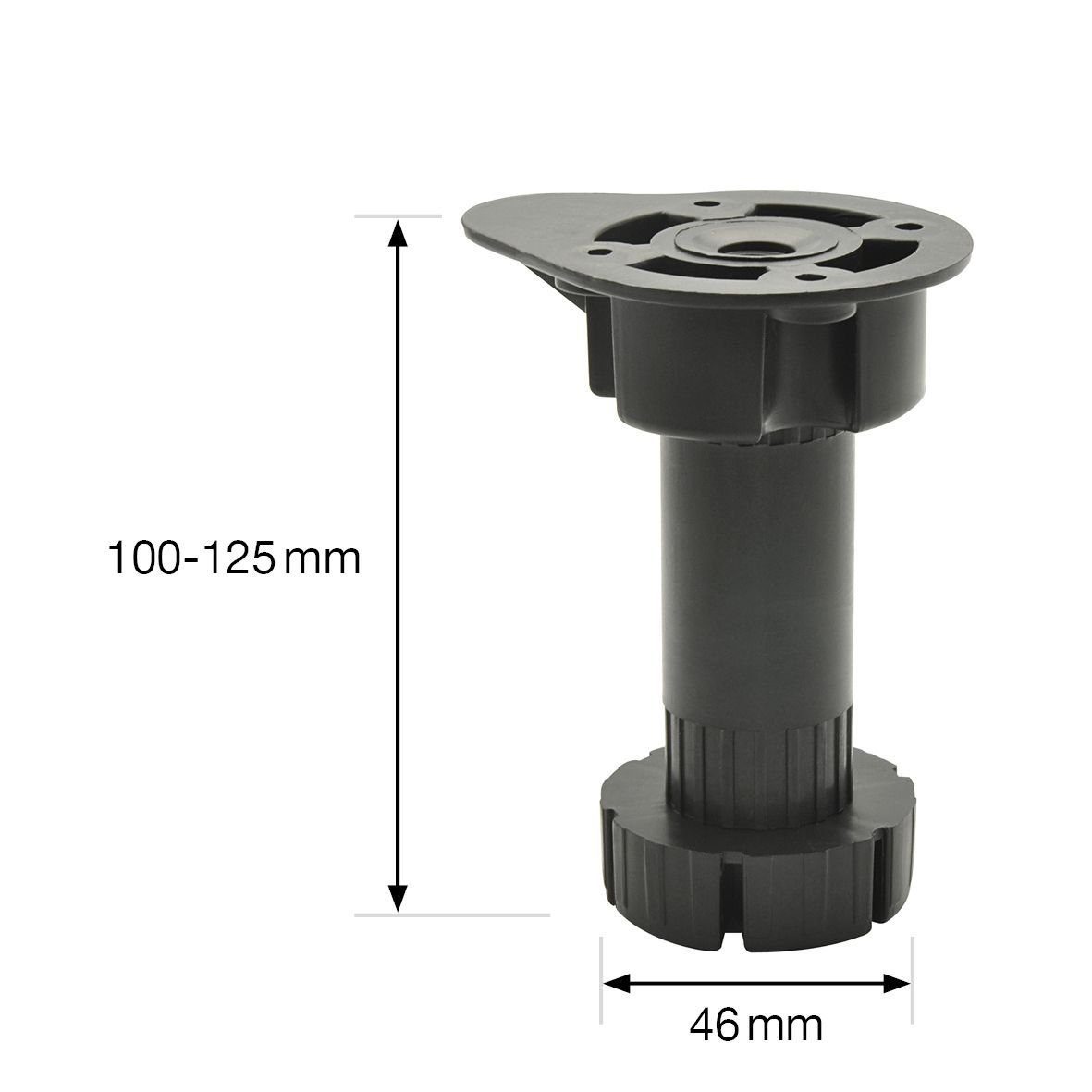 Durchmesser 100-120 Anschraubplatte mit WAGNER Verstellfuß Ø - mm Küchenfuß 46 schwarz, / x 4tlg. Kunststoff, design Set yourself Möbelfuß