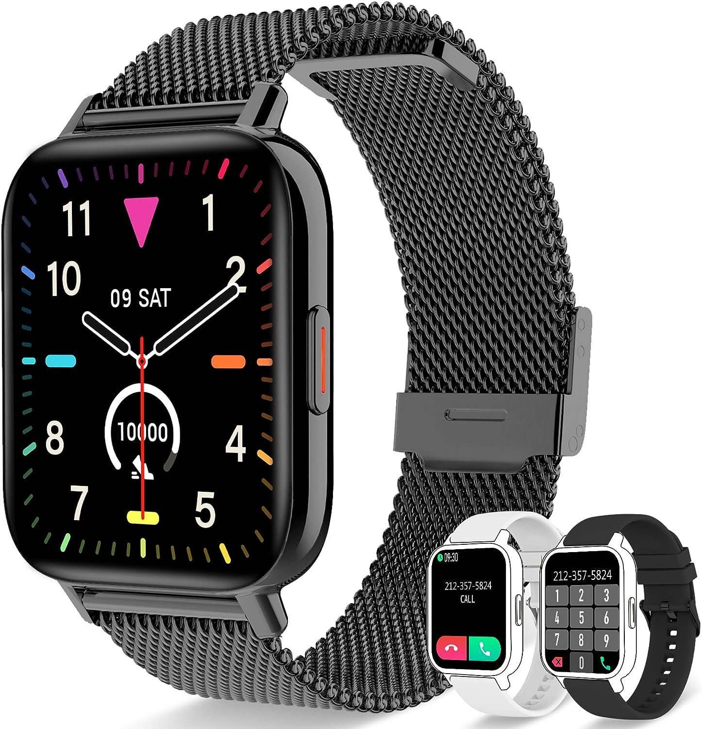 Erkwei Smartwatch (1,69 Zoll, Andriod iOS), Damen mit Telefonfunktion Fitnessuhr Damen Herzfrequenz Sportuhr uhr