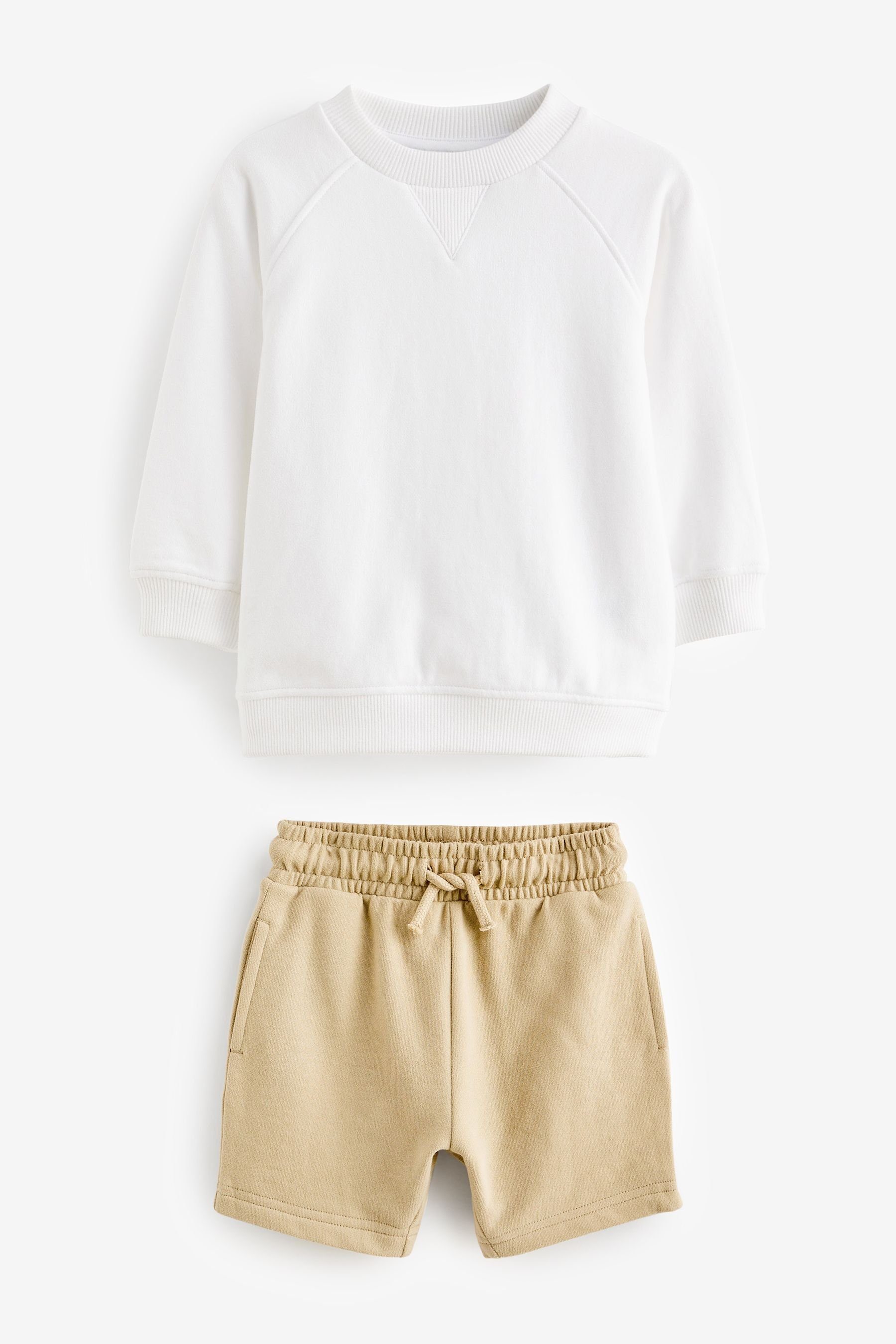 Next Sweatanzug Oversized-Sweatshirt und Shorts im Set (2-tlg) Ecru Off White