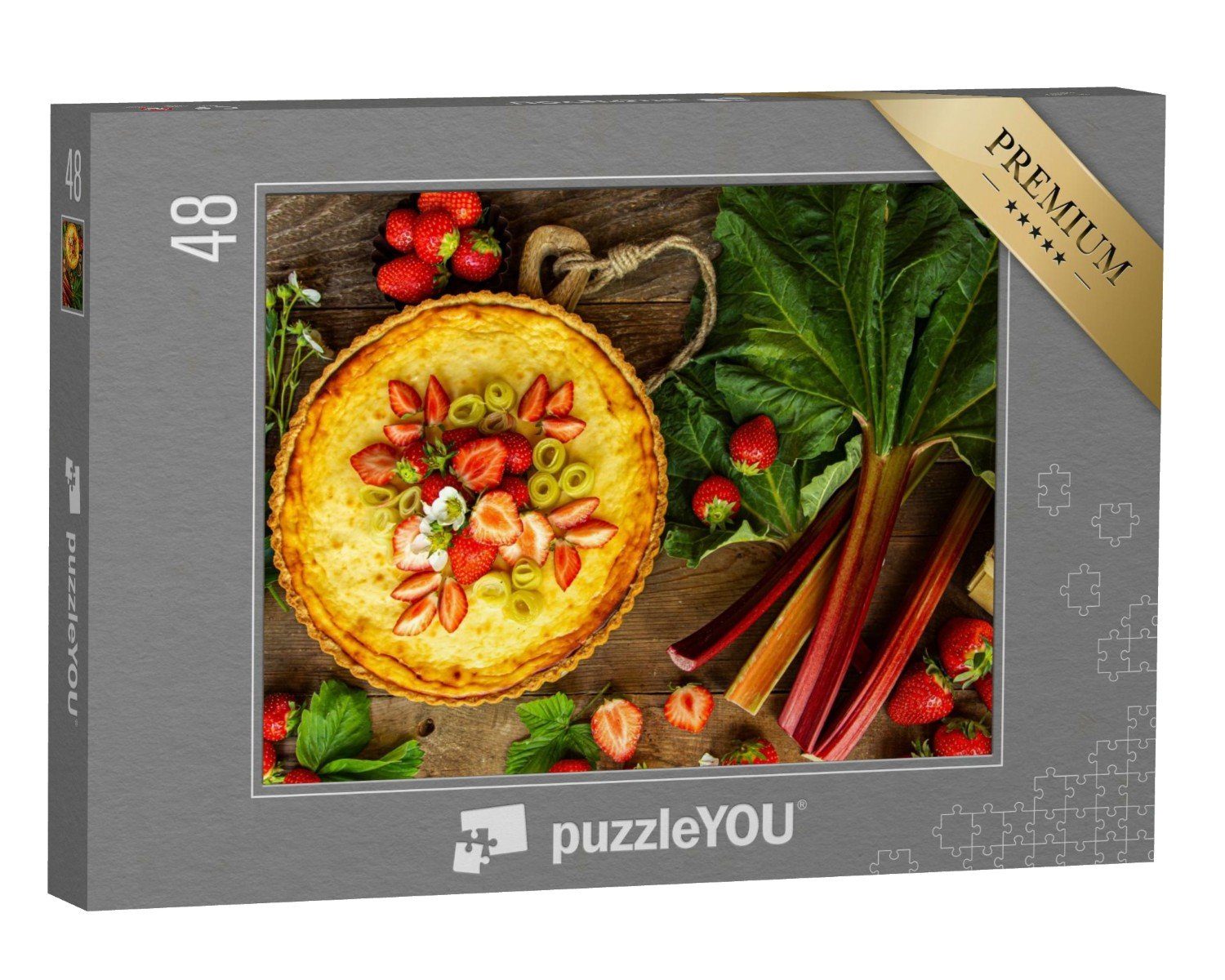 puzzleYOU Puzzle Üppig mit Früchten dekorierter Rhabarberkuchen, 48 Puzzleteile, puzzleYOU-Kollektionen Kuchen