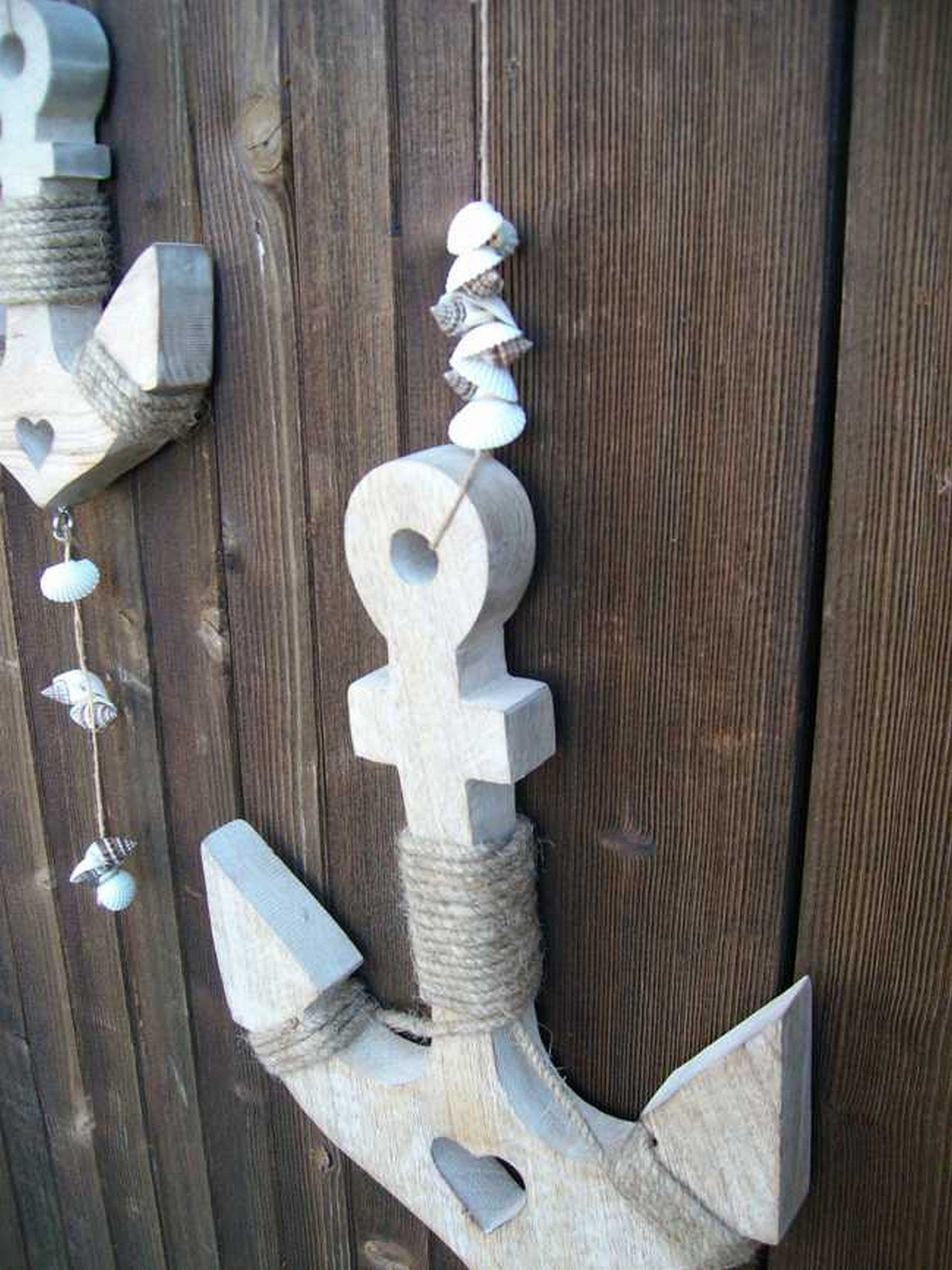 Deko-Impression Dekohänger Maritime Deko, 2 Anker aus Holz Handarbeit, Meer, Küste 28 u. 17 cm (2 St)