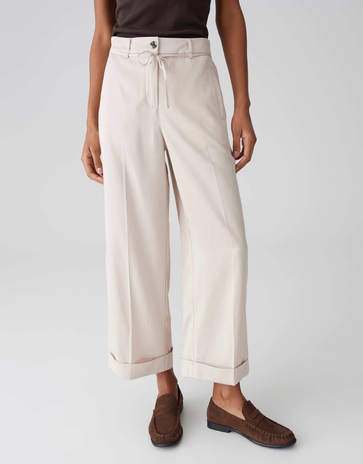 OPUS Stoffhose Relaxed City Pants aus Lyocell Cotton Mix Weiter, gerader Beinverlauf, Kordel zum Binden