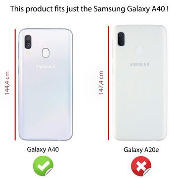 Nalia Smartphone-Hülle Samsung Galaxy A40, Leder Look Silikon Hülle / Anti-Fingerabdruck / Kratzfest / Rutschfest