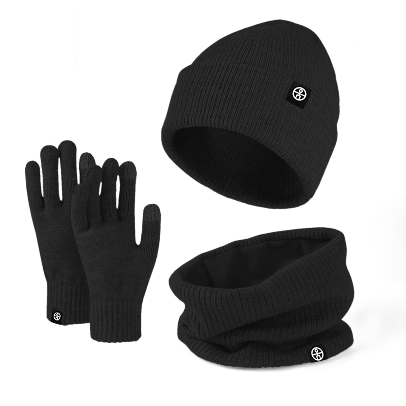 Cachito Mütze & Schal 3in1 Unisex BeanieMütze Touchscreen Handschuhe und Loop Schal Set (Mit Weiches Fleecefutter) für Outdoor Sport Joggen Skifahren
