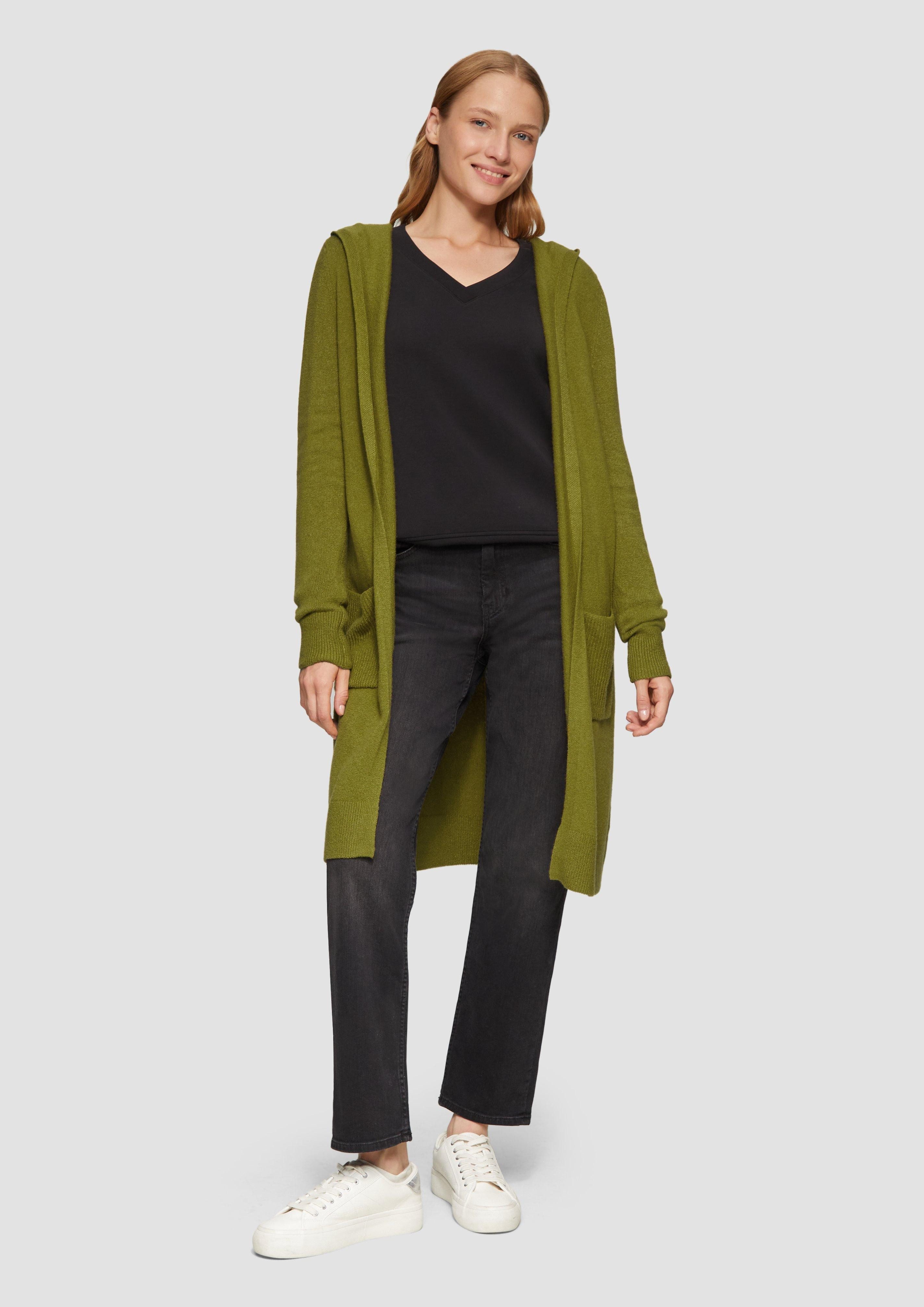s.Oliver Strickjacke Long-Cardigan mit Kapuze Rippblende günstig online kaufen