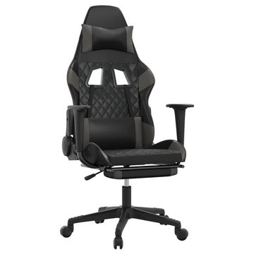 vidaXL Bürostuhl Gaming-Stuhl mit Massage Fußstütze Schwarz Grau Kunstleder Bürostuhl