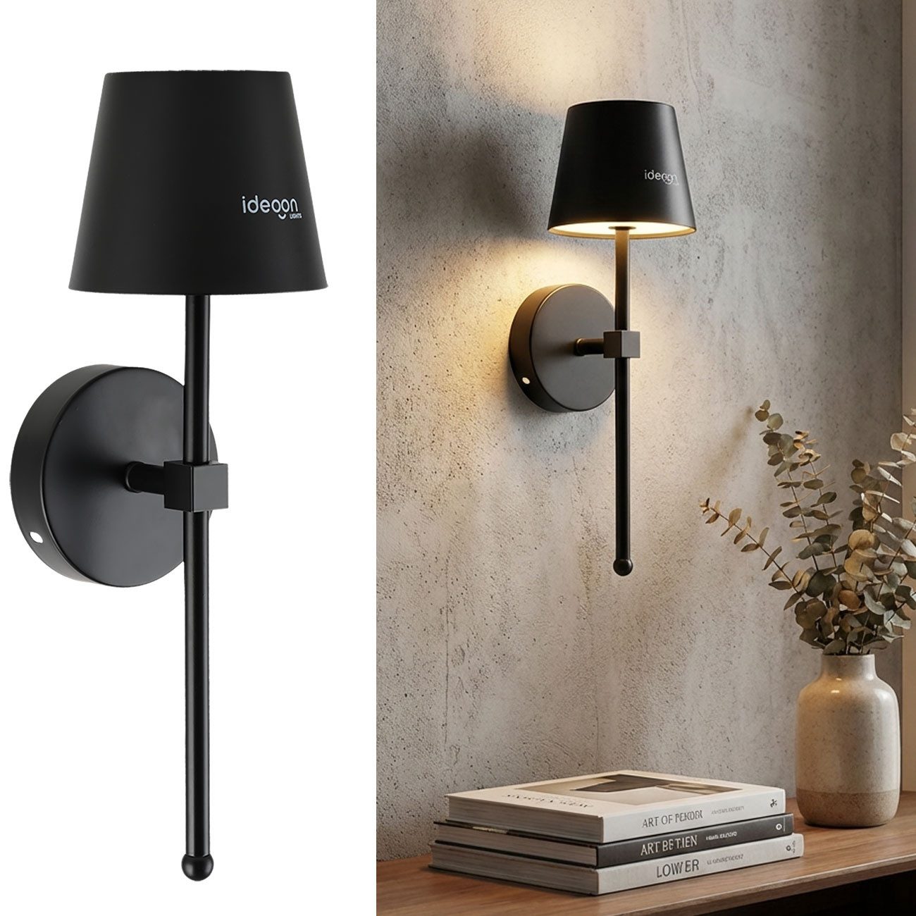 shop'n smile ideoon LED Wandleuchte Kabellose LED Wandleuchte Akku dimmbar Timer & Touch-Sensor Ø 11 cm, 44 hochwertige LEDs, Warmweiß Neutralweiß Kaltweiß, 3-stufig dimmbar/Ladezeit ca. 5–6 Std./in Schwarz