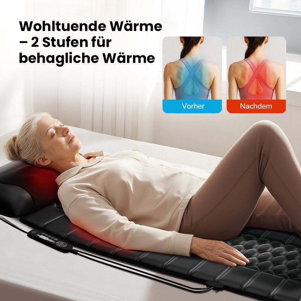 BBWL Massagegerät mit Heizfunktion für Nacken, Rücken und Taille, Kunstleder, verstellbare Intensität, tragbares Design für Büro, Zuhause und Reisen