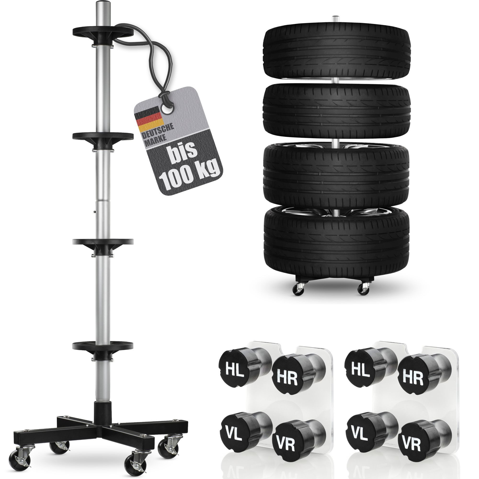bonsport Felgenbaum Felgenbaum mit Rollen inkl. 8er-Set Reifenmarkierer