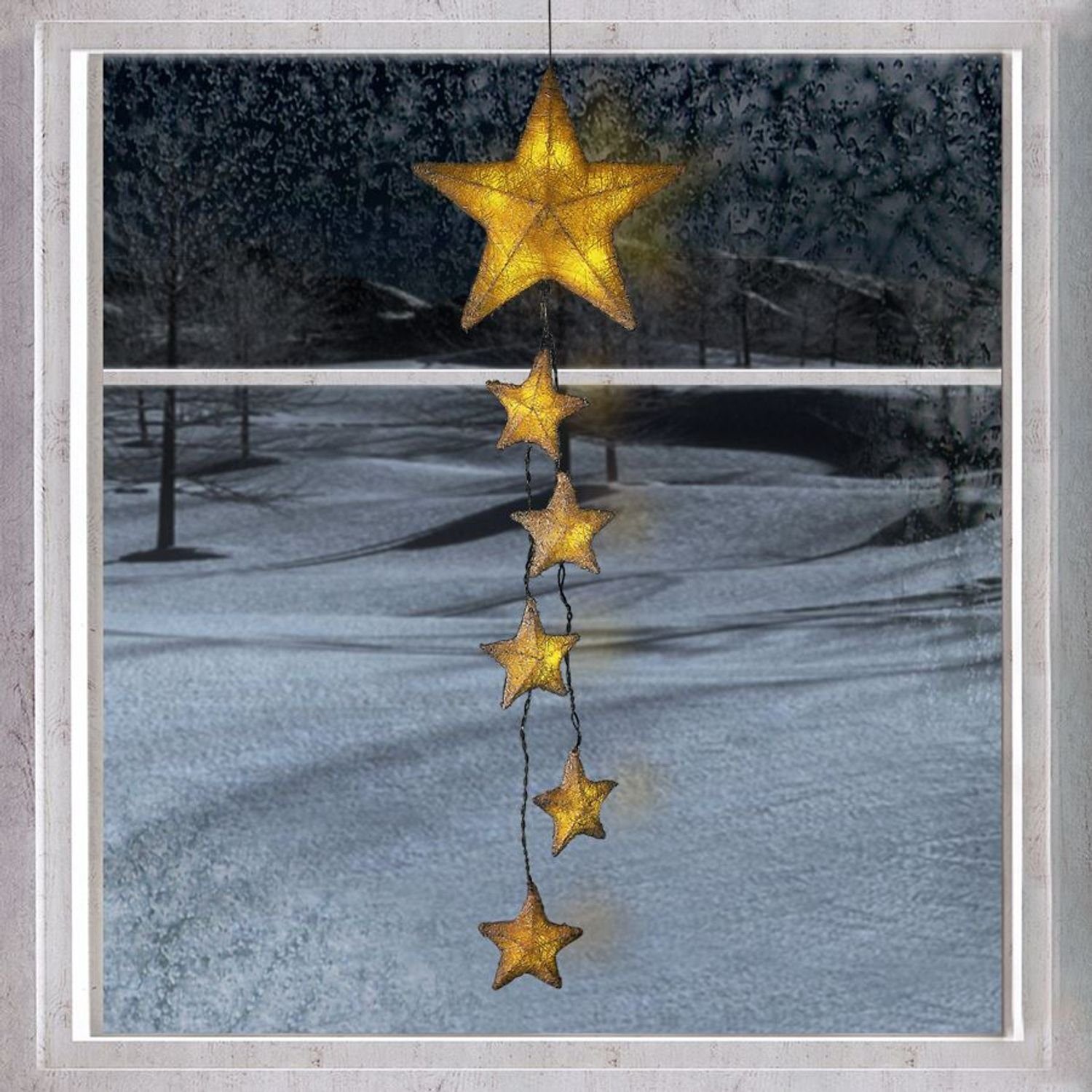 BURI Lichterkette Sisalsterne Lichterkette 15 LEDs Beleuchtung Dekoration Weihnachten XM