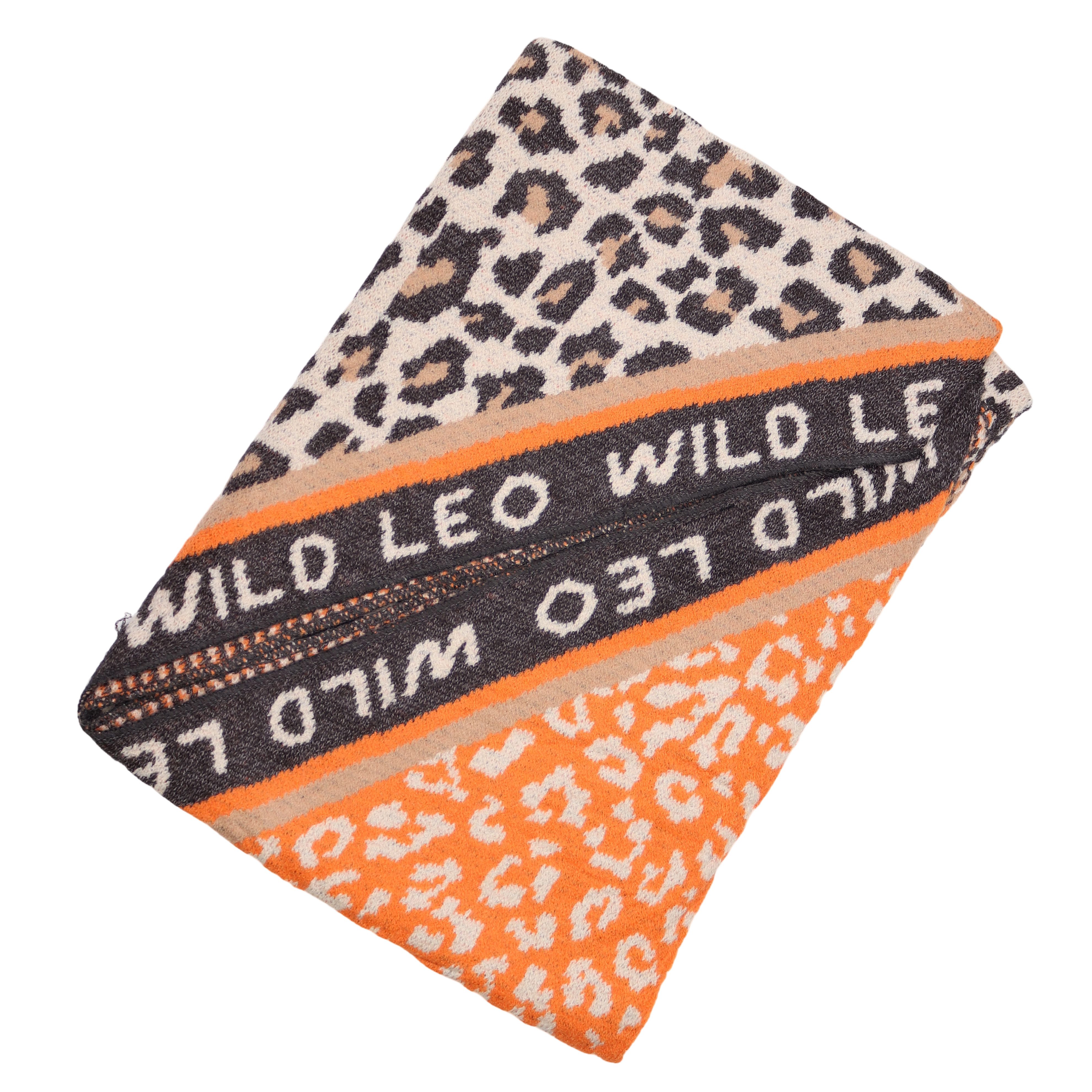 MIRROSI Dreieckstuch Damen Winterschal 180x65 cm – weicher Leo Schal mit Schriftzug, (Neue Kollektion Herbst/Winter 2026), Dreieckschal Animal Print Strickschal – Bild 3 von 5