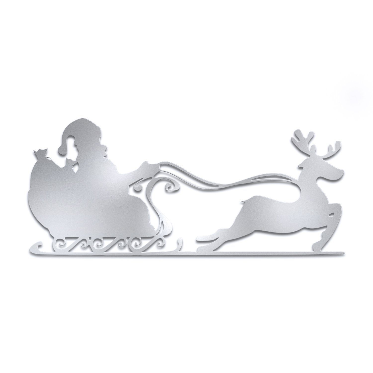 tuning-art Weihnachtsfigur Silber Weihnachtsdeko Stahl Weihnachtsmann Weihnachtliches Metallschild WD01-SI Silber