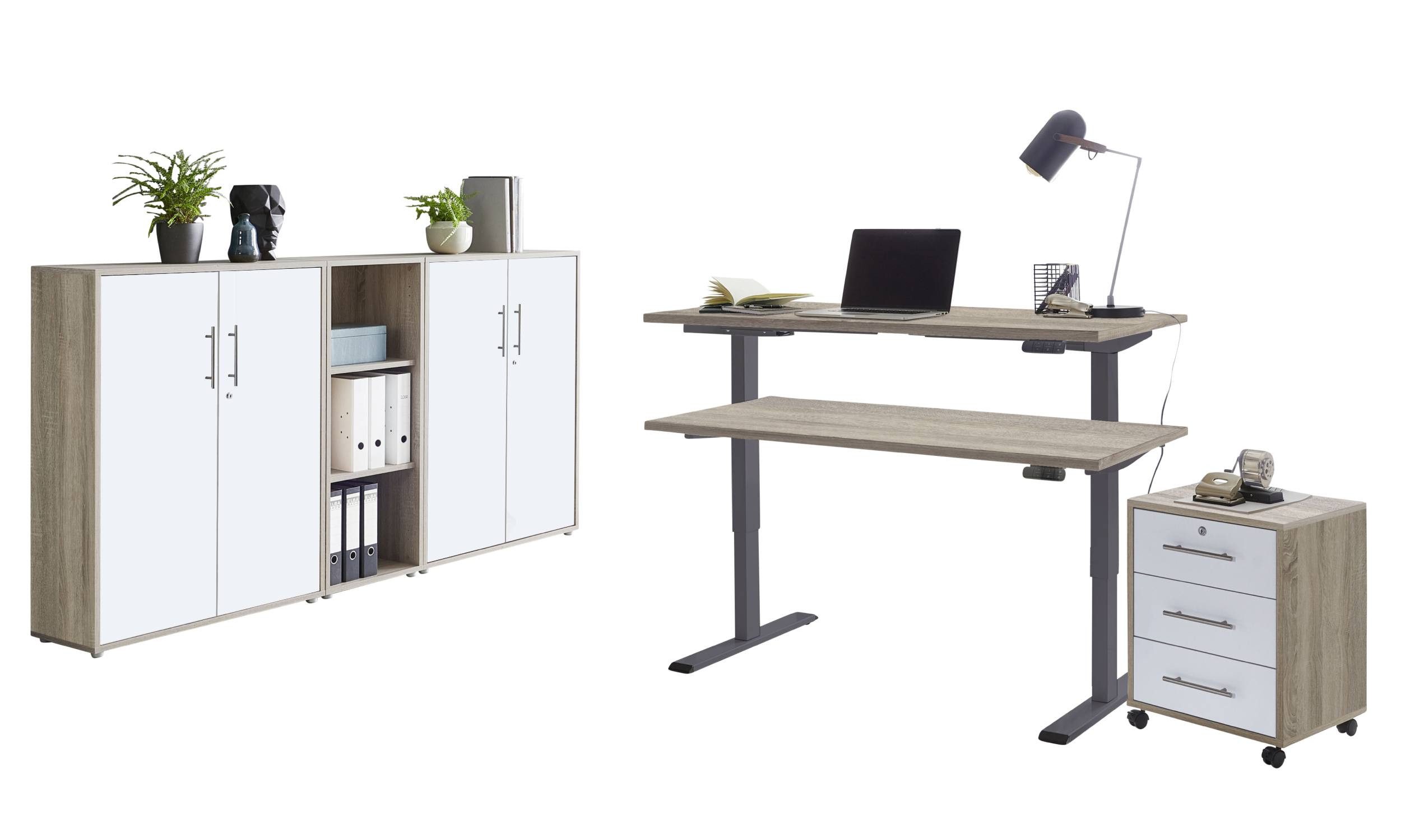 BMG Möbel Büromöbel-Set Office Edition 8, (Set, 5tlg), mit elektr. höhenverstellbarem Schreibtisch, in verschiedenen Farben