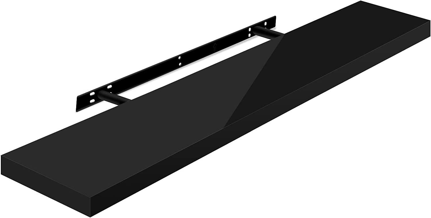 Woltu Wandregal, 1-tlg., Volato freischwebend Schweberegal Holz Board Schwarz