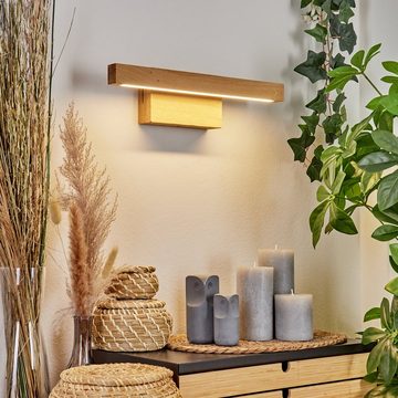 hofstein Wandleuchte moderne Wandlampe aus Holz/Kunststoff in Natur/Weiß, LED fest integriert, 3000 Kelvin, dimmbar über An-/Ausschalter am Gehäuse, 5,3 Watt, 490 Lumen