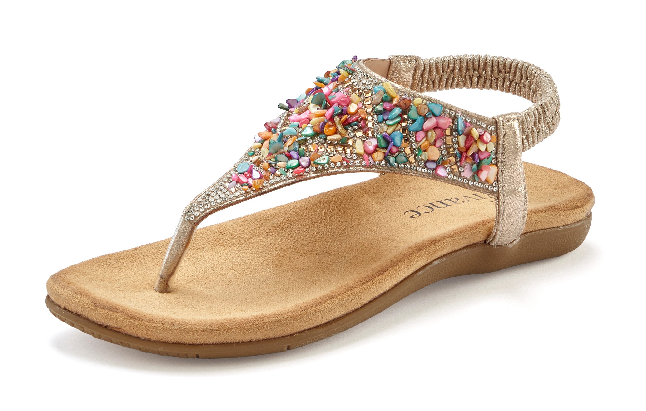 Vivance Sommerschuh Sandale Zehentrenner Sandale mit Schmucksteinen VEGAN