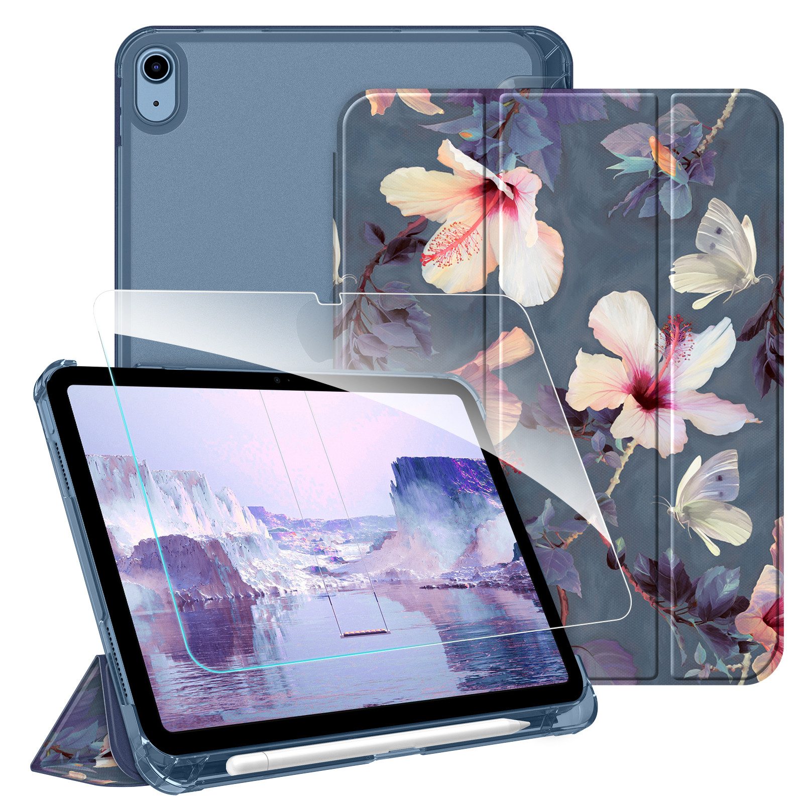 Fintie Tablet-Hülle für iPad 11 Generation 11'' 2025 (A16), iPad 10 Generation 10.9'' 2022, mit Schutzfolie-ultradünne transparente Rückseite Case mit Stifthalter