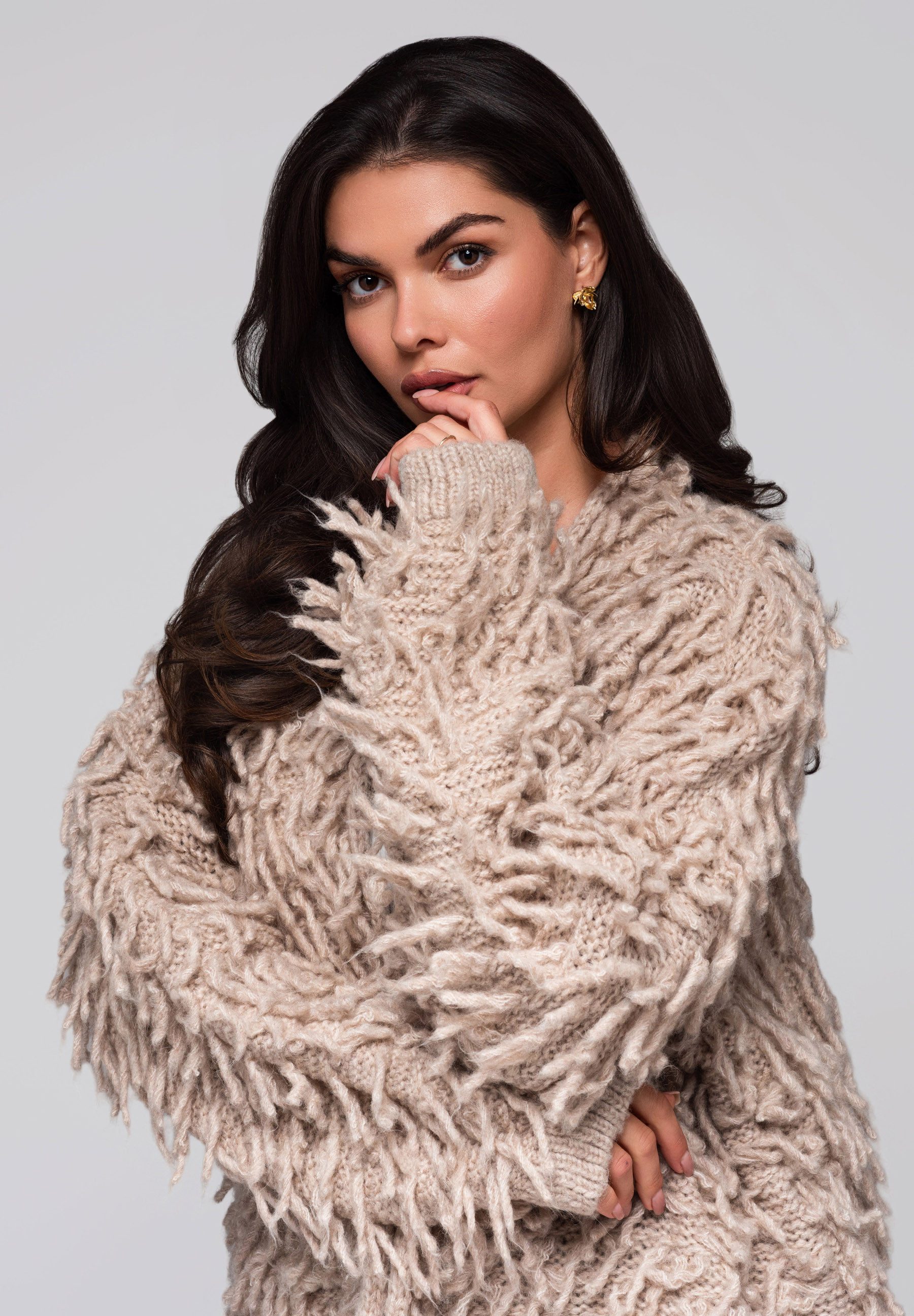 OMBRE Strickpullover Flauschiger Strick-Cardigan günstig online kaufen