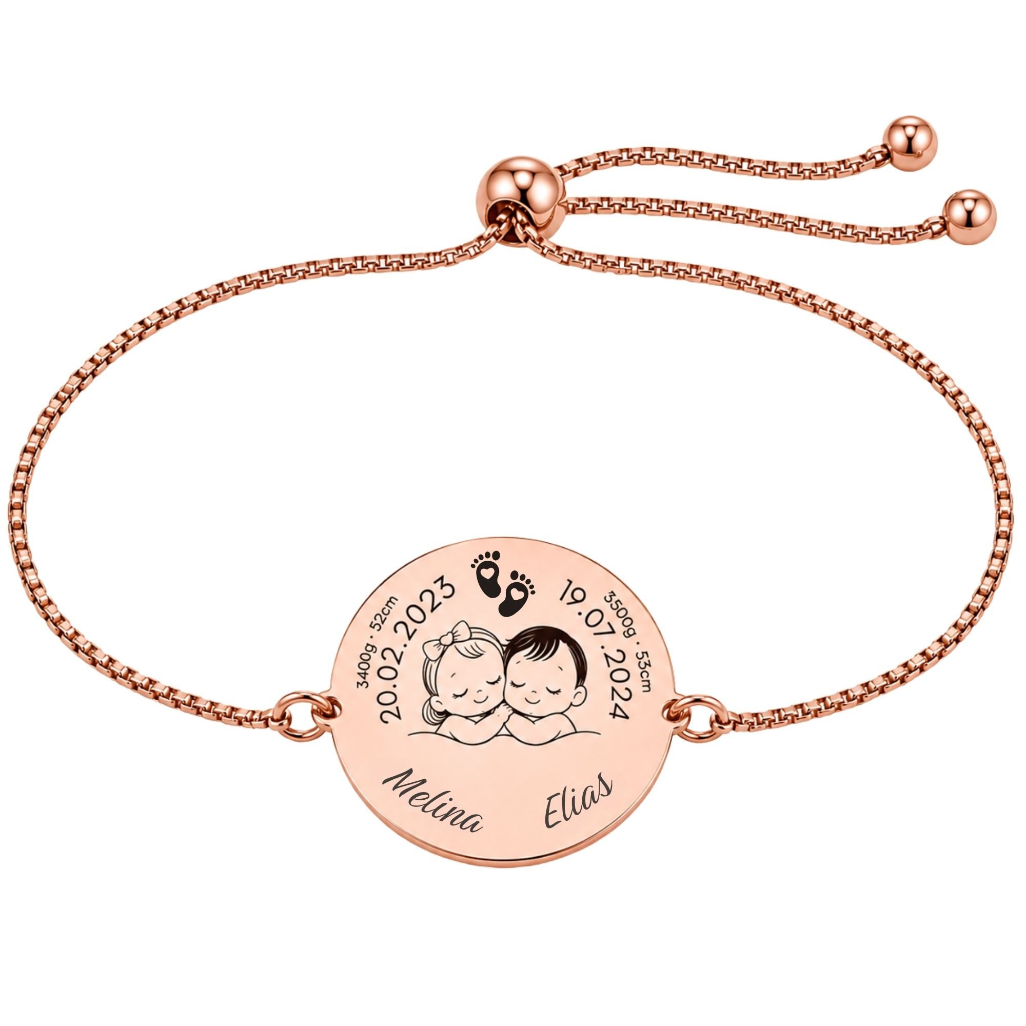 BS Schmuckdesign Armband mit Gravur Personalisiertes Armband mit Gravur Familienarmband für Mama und Papa (1-tlg., personalisiert)